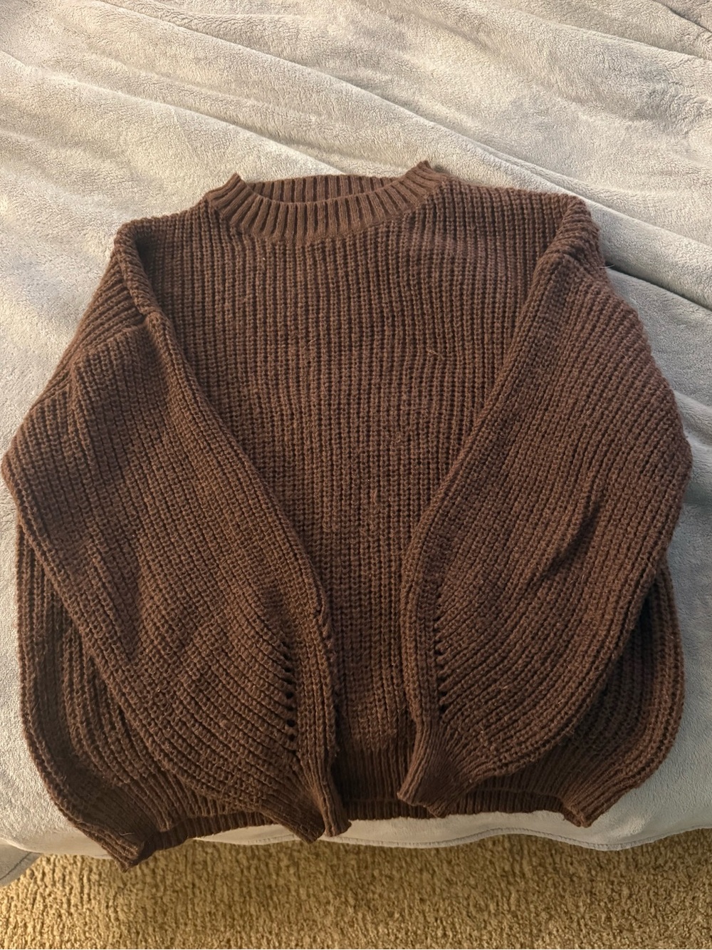 Women's Crewneck Chunky Knit Sweater - Brown